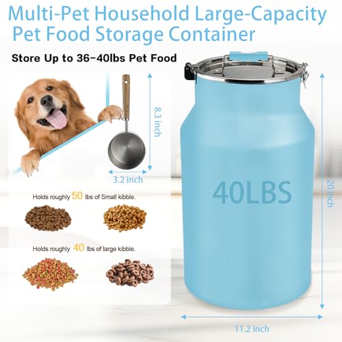Dog-Cat Food Storage Container 40 lb, Airtight Stainless Steel Bin