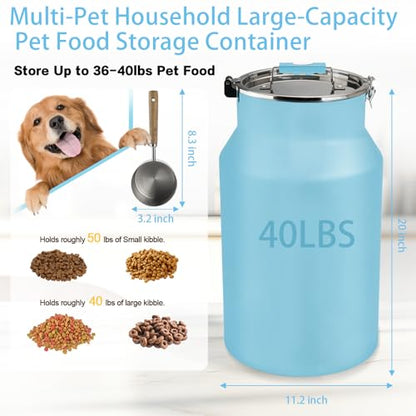 Dog-Cat Food Storage Container 40 lb, Airtight Stainless Steel Bin