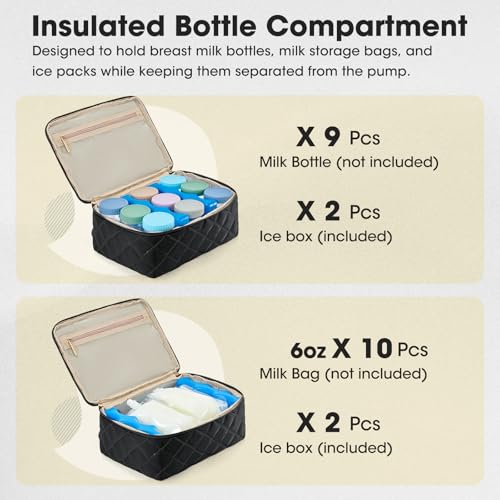 RAINSMORE Wearable Breast Pump Bag, Breast Milk Cooler Travel Bag,Black - color: Black