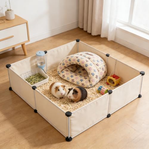 YUEPET Guinea Pig Bed, Warm Fleece Slipper Cuddle Cave, Brown Star - color: Brown Star, size: 1PCS