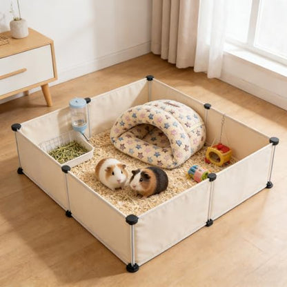 YUEPET Guinea Pig Bed, Warm Fleece Slipper Cuddle Cave, Brown Star - color: Brown Star, size: 1PCS