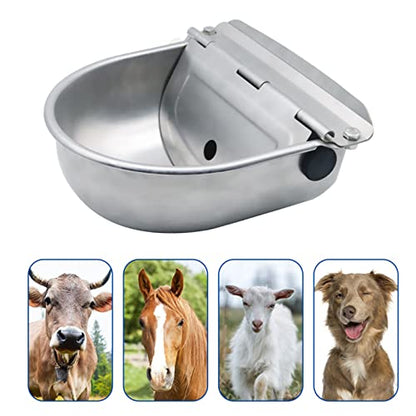 Stainless Steel Livestock Water Bowl with Float Valve Tank,Automatic Farm Water Bowl for Horse, Cow, Goat, Sheep, Dog Drinking Waterer