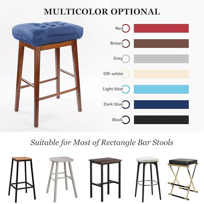 Rectangular Stool Cushion Set of 2, Soft Saddle Stool Cushions with Ties, Nonslip and Washable, Dark Blue, 18 x 10.5 x 4 Inch - color: Drak Blue, size: Pack of 2