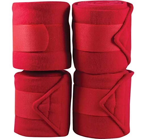 Horse Fleece Bandages/Polo Wraps/Stable Wraps Equestrian Leg Wraps Set of 4 TACK Equestrian Boots Protection (Maroon)