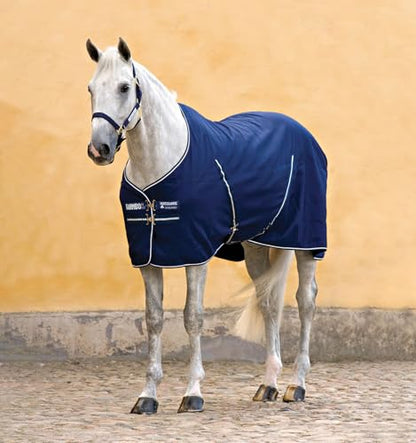 Horseware® Rambo® Stable Sheet with Embossed Lining - Navy/Navy & White, 78 inches - color: Navy/Navy & White, size: 78 inches