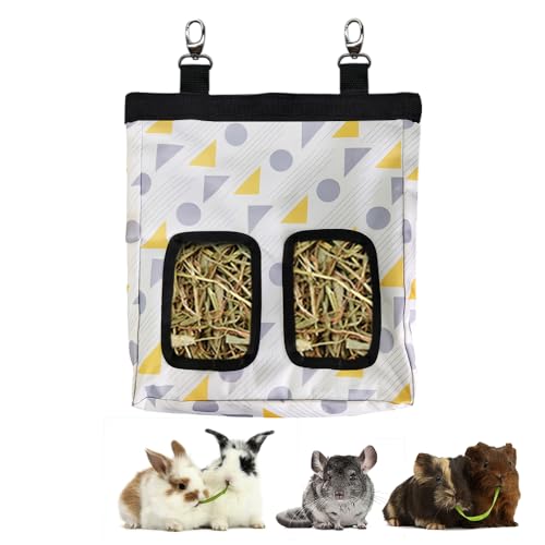 RIOUSSI Guinea Pig Hay Feeder, Hanging Rabbit Hay Feeder Bag. Triangle - color: Triangle