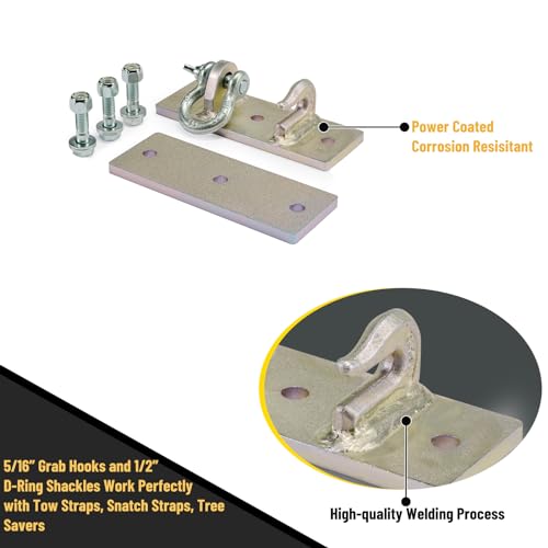 Tractor Bucket Hooks, Bolt On Clevis Mount with 1/2” Shackle, 5/16”Grab Hooks G70 Steel, Shackles Mount with Backer Plate, Heavy Duty Tow Hook for Car Truck SUV RV UTV Tractors Bucket (Gold) - color: Gold