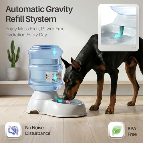 Flexzion Gravity Pet Water Dispenser Drinking Station for Dogs Cats (3 Gallon) Automatic Replenish Waterer for Small Large Breed Dog Cat,Feeding Watering Fountain Supplies Bottle Dish Bowl - size: 3 Gallon