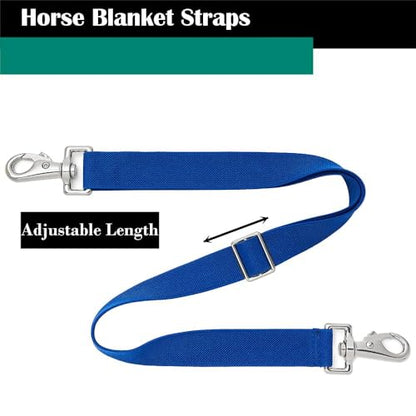 Premium Horse Blanket Sheet Leg Straps, Replacement Stretchy Belly Strap with Double Swivel Snaps, Adjustable Elastic Length from 24 to 42 Inch Winter Blanket 8 Pcs (Multi-Color) - color: Multi-color