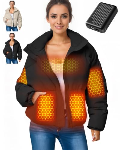 Genovega Graphene Women Heated Jacket 12V Fast Charge 18400mAh Large Capacity - color: Black, size: Medium