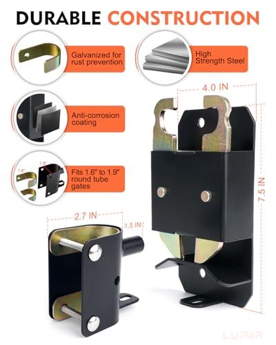 2 Way Farm Gate Latch, 2PC Heavy-Duty Lockable Fence Latch with Self-Locking Nut, Black Livestock Gate Latch Compatible with Pastures, Stables, Ranches, Horse Corrals,Farms - size: 2PC