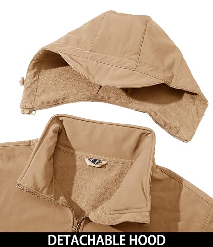 MAGCOMSEN Men's Tactical Jacket Winter Snow Ski Water Resistant - color: Sand, size: Medium