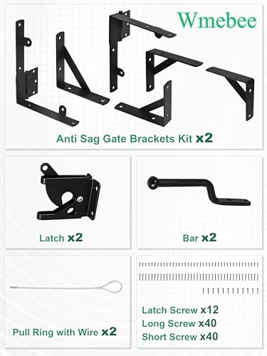 2 Pack Anti Sag Gate Kit, Fence Gate Kit Gate Hardware,Heavy Duty - size: 2 Door Set