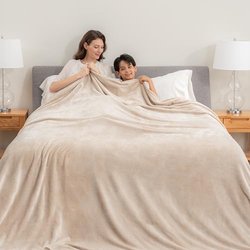 Berkshire VelvetLoft Oversized King Family Blanket, All Season Mid-Weight Ultra Silky and Fuzzy, Seamless Extra Large (Grain, 120x120 Inches) - color: Grain, size: Oversized King