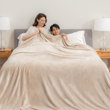 Berkshire VelvetLoft Oversized King Family Blanket, All Season Mid-Weight Ultra Silky and Fuzzy, Seamless Extra Large (Grain, 120x120 Inches) - color: Grain, size: Oversized King