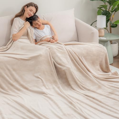 Berkshire VelvetLoft Oversized King Family Blanket, All Season Mid-Weight Ultra Silky and Fuzzy, Seamless Extra Large (Grain, 120x120 Inches) - color: Grain, size: Oversized King