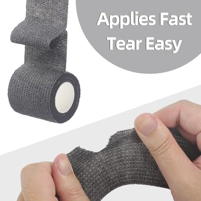 IndigoCase 6 Pack Self Adhesive Bandage Wrap 2 Inch x 5 yd Elastic Tape - color: Black, size: 2 Inch - 6 Pack