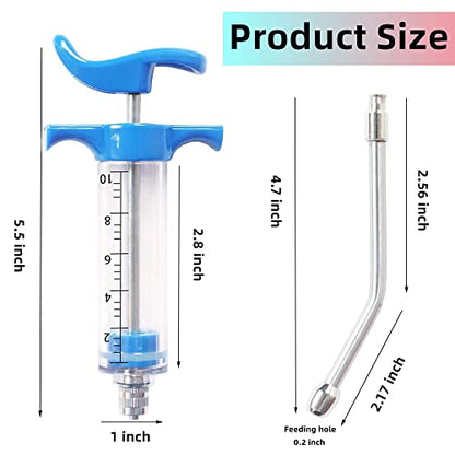 2 Pcs Goats Feed water filler, Drench Nozzle, Reusable, Adjustable Dosage, for Cattle, Sheep, Goats, Horse, Pig, Dog Supplies ( Blue+Orange 10ml) - size: F (2ps 10ml)