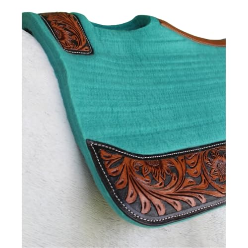 Horse 32"x30" Western Contoured Wool Felt Therapeutic Saddle Pad 39253 - color: Teal