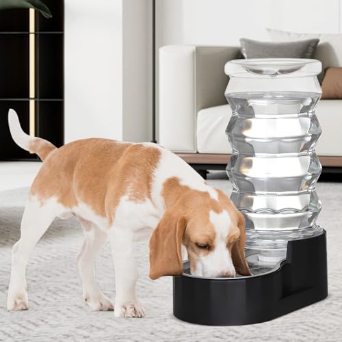 RIZZARI 8L Dog Water Bowl Dispenser:Spill Resistant Multi Pet Solution - color: Dark Black, size: 8L
