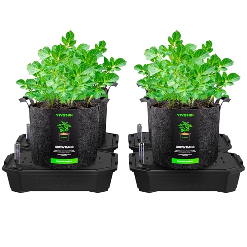 VIVOSUN 4-Pack FlexFeed Self-Watering Pots with Grow Bags, Auto Irrigation - size: 4-Pack Pots with Bags