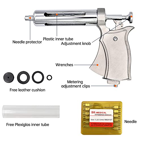 50ML Livestock Syringe,Adjustable Continuous Injector with 12 Needles for Horses Cattle Pigs Sheep - size: 25ML