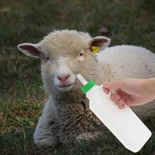 Angoily Lamb Feeding Bottle 29 oz Animal Feeding Bottle with 3 Nipples for Sheep Goat Kids and Calves Large Capacity Livestock Milk for Farm