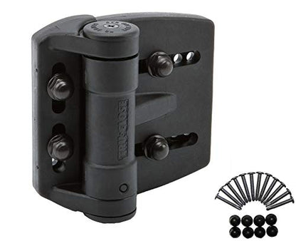 D&D TCAMA2RND TruClose Multi-Adjust Round Post Gate Hinge Black, 2 pcs | 3-way adjustable gate hinge, 2" gate gap, self-closes round post metal, wood, vinyl gates up to 55 lb, Black, with 2 hinges - color: Black, size: For Round Posts, Gate Gap up to 2 in