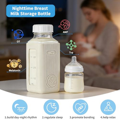 Syntic 16 Oz Glass Milk Storage Bottle with Lid & Pour Spout,Gray Sleeve - color: 1 Set-Light Gray