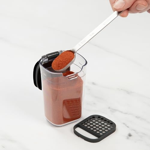 ProKeeper Progressive Seasoning & Spice Storage Container Set, 6 Airtight 5-Oz Keepers with Removable Shaker and Leveler Inserts, Stackable, BPA-Free, Dishwasher Safe, Black - color: Black