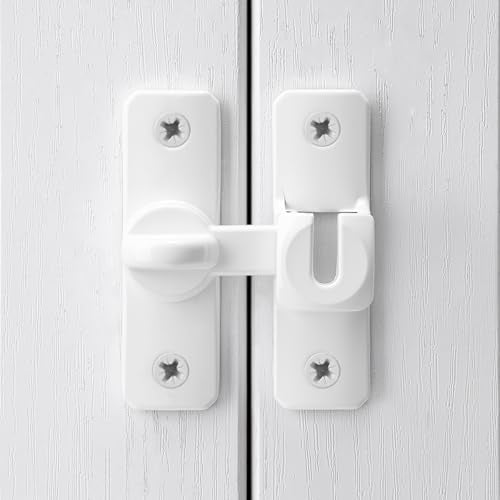White Aluminum Alloy Gate Lock,90/180 Degree Barn Door Latch - color: White