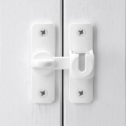 White Aluminum Alloy Gate Lock,90/180 Degree Barn Door Latch - color: White