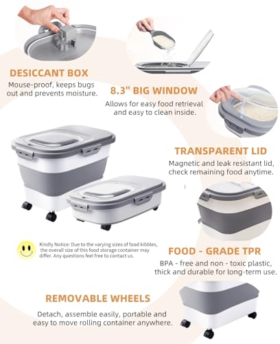 20-23 Lbs Dog Food Storage Container,Collapsible Dog Food Container - color: Grey