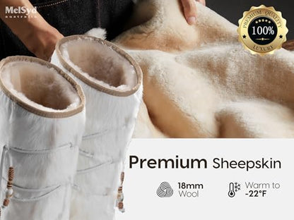 100% Sheepskin Lined Fur Boots Women: Removable Arch Support Insole - color: Arch-knee High-white, size: 8