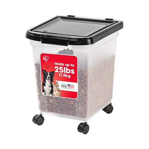 IRIS USA Dog Food Storage Container, Up to 25 lbs, Black, Made in USA - color: Black, size: 25 lbs