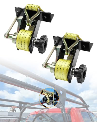 Lumber Rack Straps, Ladder Rack Ratchet Strap, 1.4" Black Square Tube Mount - color: Yellow (2 pcs), size: Black Square Tube