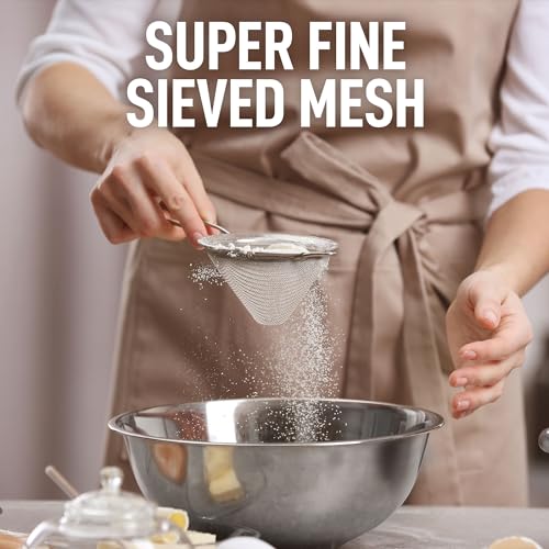 Zulay Kitchen 304 Stainless Steel Fine Mesh Strainer 3.35 in - Strainers Fine Mesh, Tea Strainers for Loose Tea - Perfect for Tea, Cocktails, Juicing, Drinks, Liquids, Matcha, Coffee & More - color: Silver