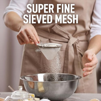 Zulay Kitchen 304 Stainless Steel Fine Mesh Strainer 3.35 in - Strainers Fine Mesh, Tea Strainers for Loose Tea - Perfect for Tea, Cocktails, Juicing, Drinks, Liquids, Matcha, Coffee & More - color: Silver