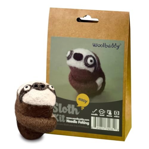 Woolbuddy Needle Felting Starter Kit (Sloth) for Adults with Tool & Guide - color: Sloth