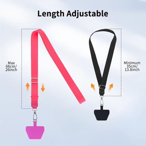 CACOE Phone Lanyard, Black+Rose Red, 2 Pcs - color: Black+rose Red, size: 21.65"