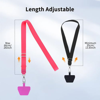 CACOE Phone Lanyard, Black+Rose Red, 2 Pcs - color: Black+rose Red, size: 21.65"