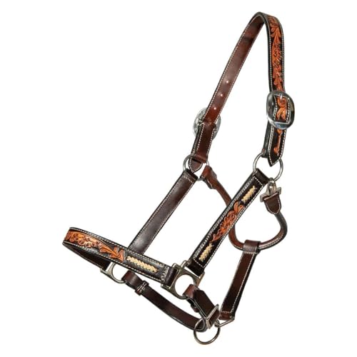 Professional's Choice Heritage Rawhide Braid Halter | Stainless Steel Hardware, Throat Snap and Adjustable Chin