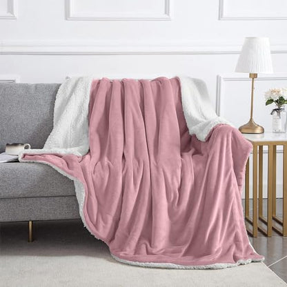 IR Imperial Rooms Queen Sherpa Blanket 90x90 Guest Bedroom Baby Pink - color: Baby Pink, size: Full/Queen