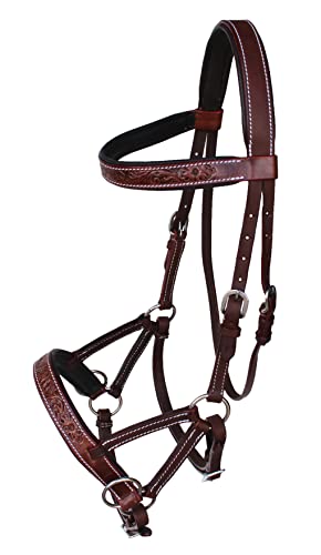 Horse Western English Leather Bitless Sidepull Bridle w/ Split Reins 77RS30 - color: Brown