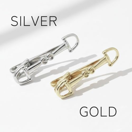 Horse Bit Tie Clip Tie Bar Silver Gold - color: Gold
