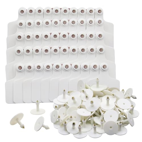 Blank Cattle Ear Tags TPU Large Livestock Tags for Goat&Cow (100, White) | For Cattle ,Horse, Pig ,Sheep,TPU Blank Writing Surface,Waterproof,Large Size Animal Tags,Reusable,Farm Management System - color: White