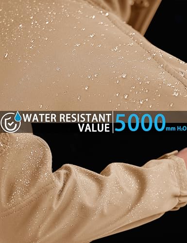 MAGCOMSEN Men's Tactical Jacket Winter Snow Ski Water Resistant - color: Sand, size: X-Large