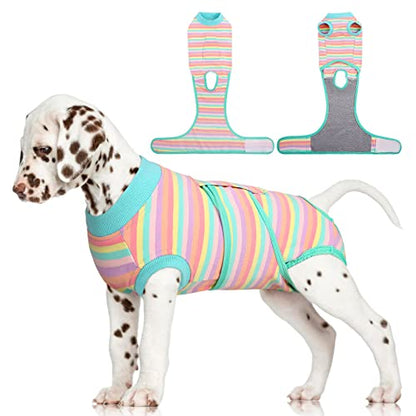 FUAMEY Recovery Suit for Dogs After Surgery,Soft Breathable Dog Bodysuit - color: Mint Green Stripes, size: Xs(back:8.3-11.4in,wt:4-7lbs)