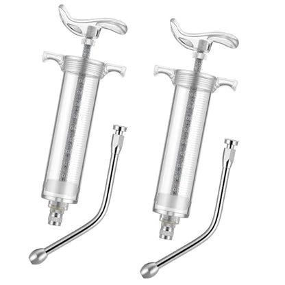 Threlaco 50ml 2 Pcs Drench Gun for Goats, Sheep & Cattle, Clear - color: Clear, size: 50ml