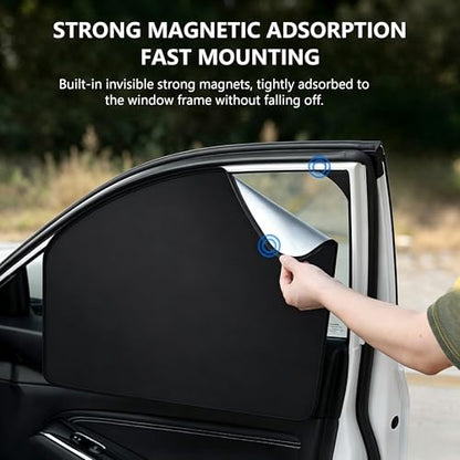 4 PCS Car Side Window Sun Shade, Sunproof Heat Insulation Car Window Shades, Portable Adsorption Front Rear Privacy Protection Cover, Universal for Most Vehicles (Black) - color: Black